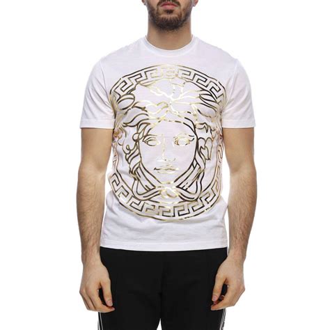 men white t-shirt versace shoulder detail|White Versace Shirts for Men .